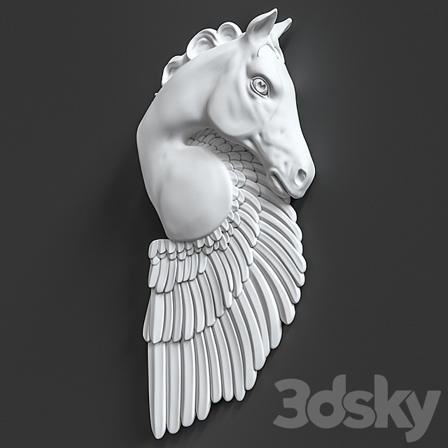 Pegasus Horse Wall Sculpture 3DS Max Model - thumbnail 2