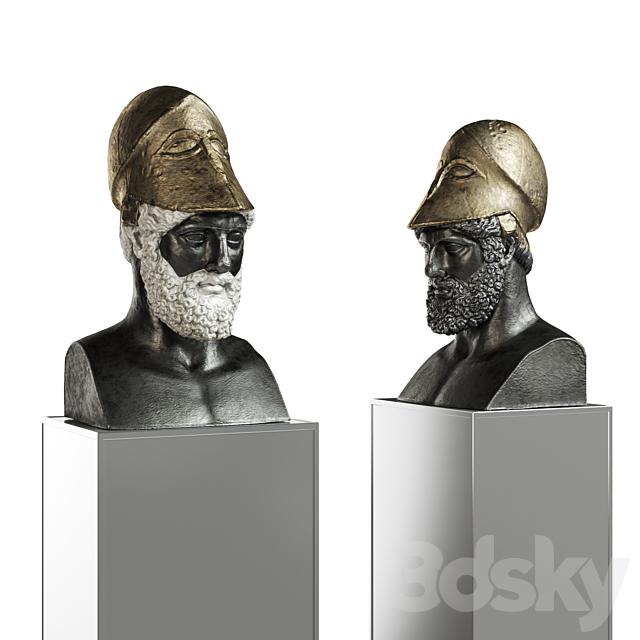 Pericles bust classic black and white 3DSMax File - thumbnail 1