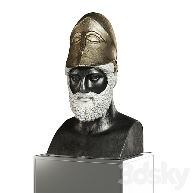 Pericles bust classic black and white 3DSMax File - thumbnail 4