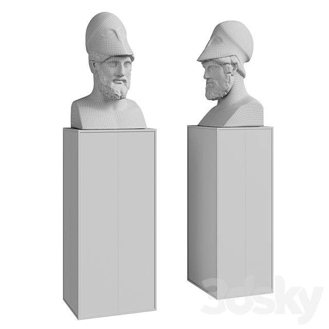 Pericles bust classic black and white 3DSMax File - thumbnail 5