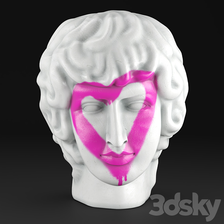 Plaster Head Antinous 3DS Max - thumbnail 1