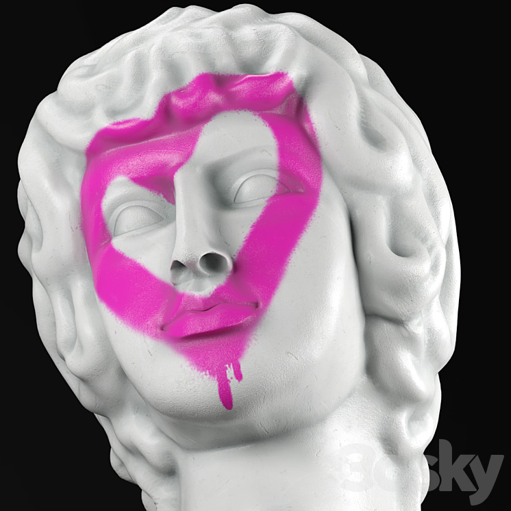 Plaster Head Antinous 3DS Max - thumbnail 2