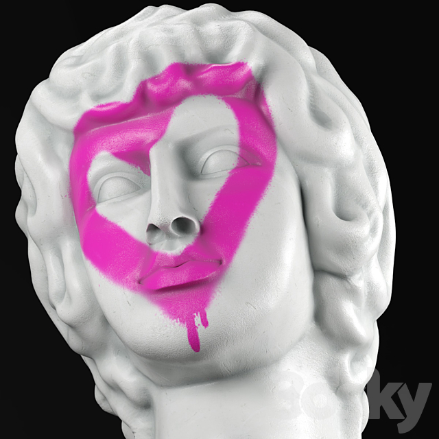 Plaster Head Antinous 3DSMax File - thumbnail 2