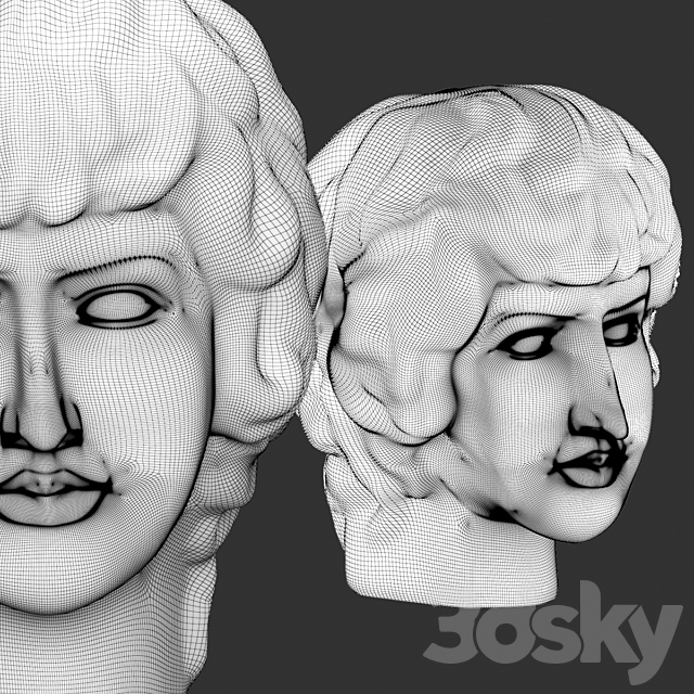 Plaster Head Antinous 3DSMax File - thumbnail 4