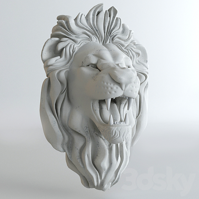 Plaster head of a lion 3DSMax File - thumbnail 1