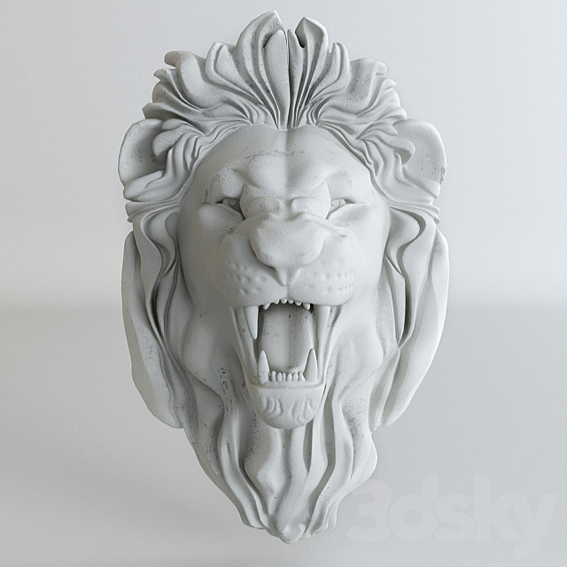 Plaster head of a lion 3DSMax File - thumbnail 2