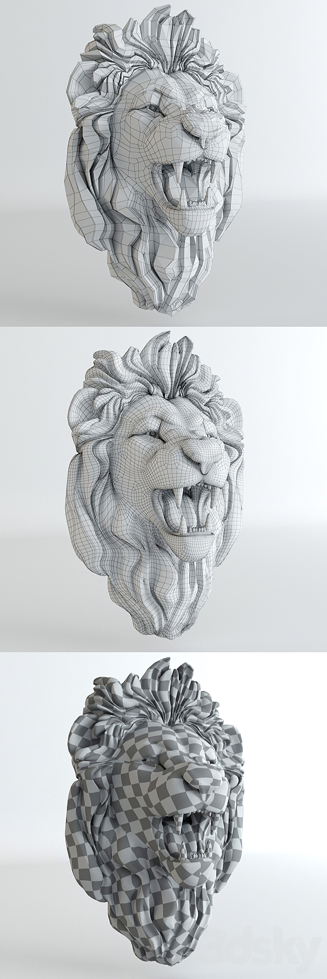 Plaster head of a lion 3DSMax File - thumbnail 3