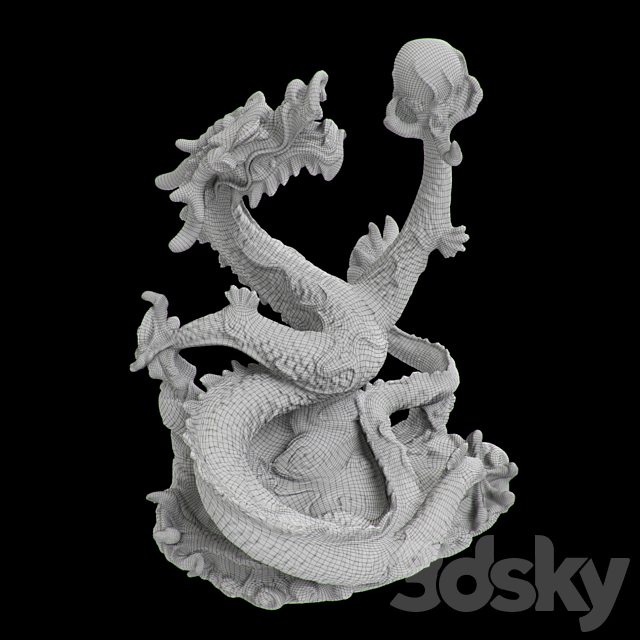 Plaster sculpture of a dragon 3DS Max Model - thumbnail 2