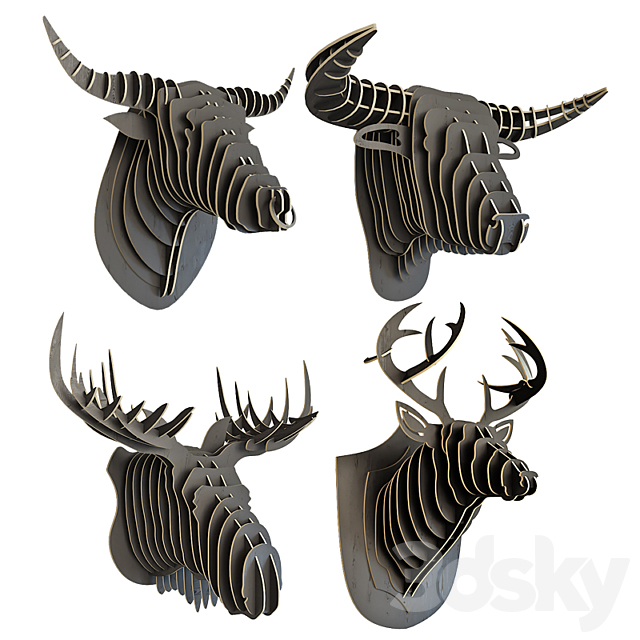 Plywood Animal Heads 3ds Max - thumbnail 2