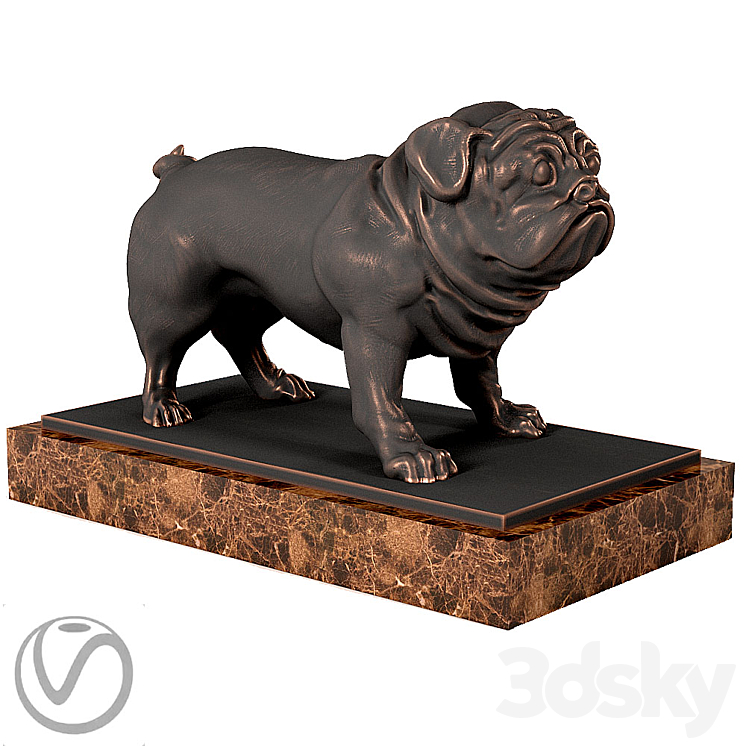 Pug Sculpture 3DS Max - thumbnail 1