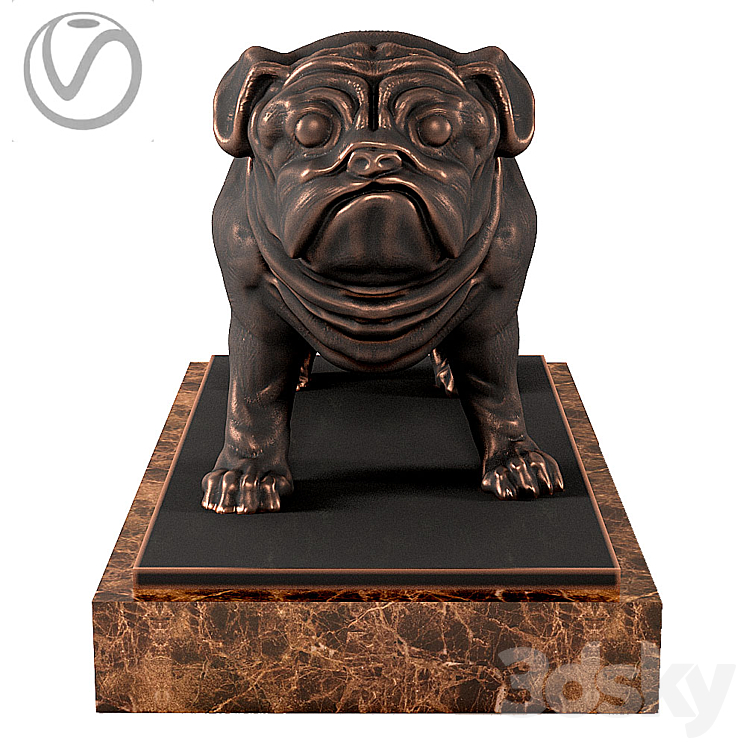 Pug Sculpture 3DS Max - thumbnail 2