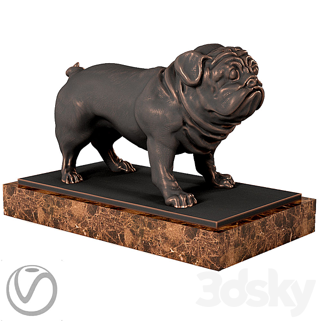 Pug Sculpture 3DSMax File - thumbnail 1