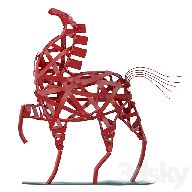 Red horse statuette 3ds Max - thumbnail 1