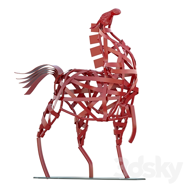 Red horse statuette 3ds Max - thumbnail 2