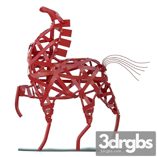 Red horse statuette 3dsmax Download - thumbnail 1