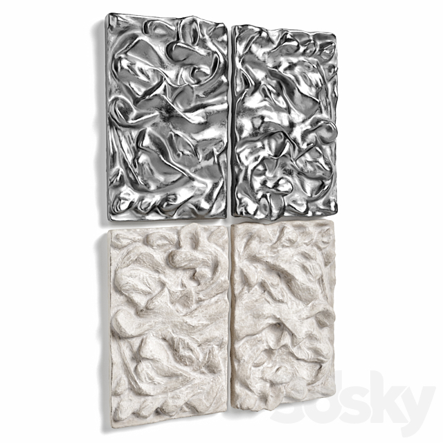 Relief metal and plaster wall panel 3DS Max Model - thumbnail 2