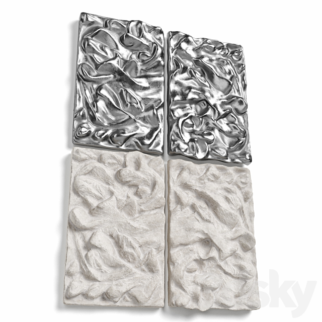 Relief metal and plaster wall panel 3DS Max Model - thumbnail 3