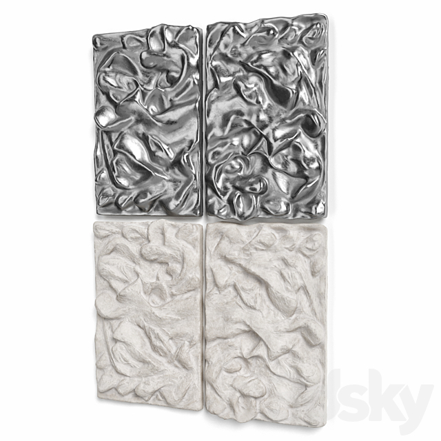 Relief metal and plaster wall panel 3DS Max Model - thumbnail 4