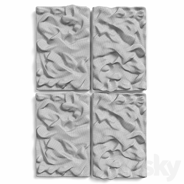 Relief metal and plaster wall panel 3DS Max Model - thumbnail 5