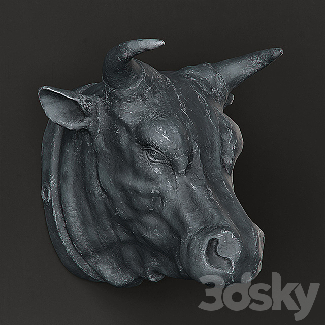 RH CIRCA 1900 CAST METAL BULL’S HEAD 3ds Max - thumbnail 1