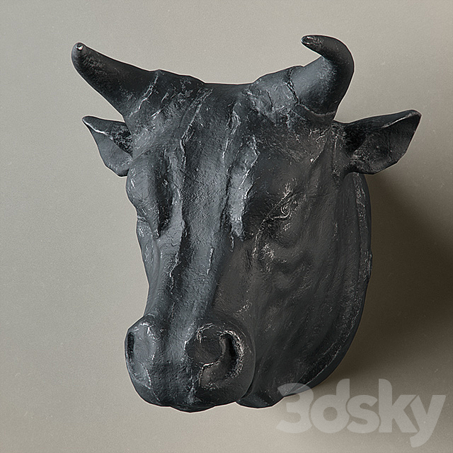 RH CIRCA 1900 CAST METAL BULL’S HEAD 3ds Max - thumbnail 2