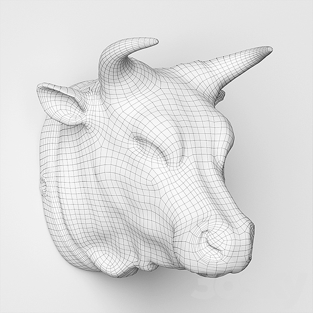 RH CIRCA 1900 CAST METAL BULL’S HEAD 3ds Max - thumbnail 3