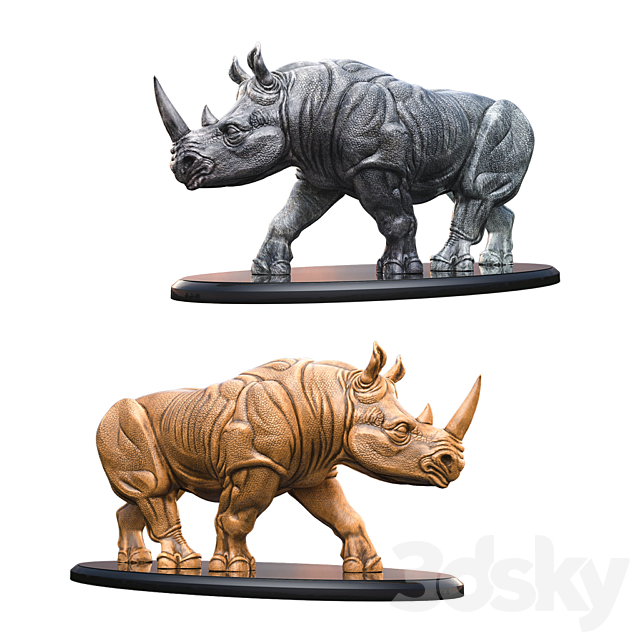 Rhinoceros 3DS Max Model - thumbnail 2