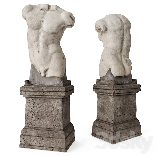 Roman man torso with pedestal 3ds Max - thumbnail 1