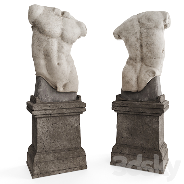 Roman man torso with pedestal 3ds Max - thumbnail 2