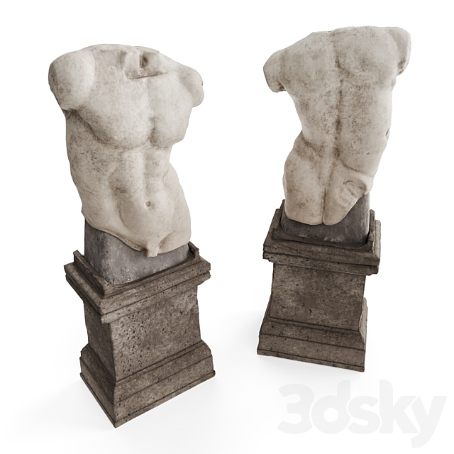 Roman man torso with pedestal 3ds Max - thumbnail 3