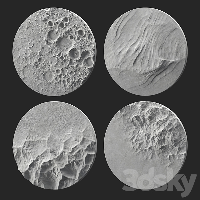 Round relief panel set 3DS Max Model - thumbnail 2