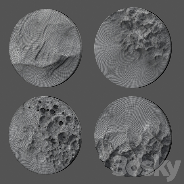 Round relief panel set 3DS Max Model - thumbnail 7