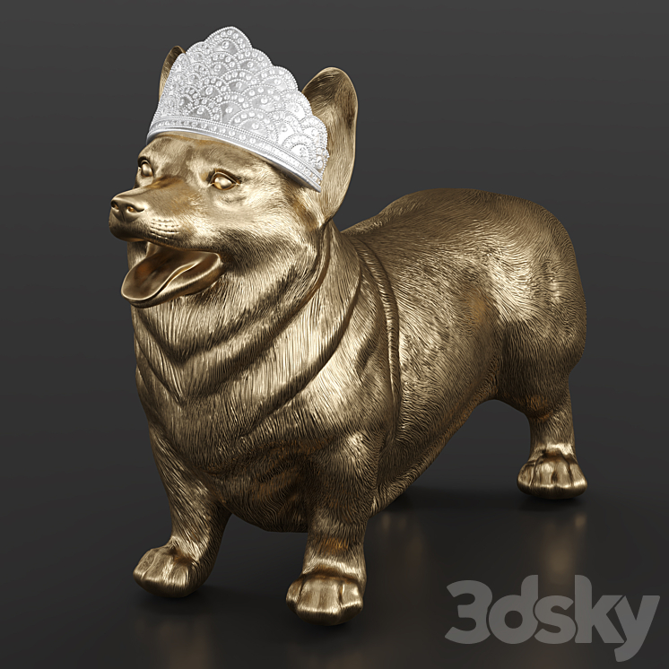 Royal Standing Corgi 3DS Max Model - thumbnail 1