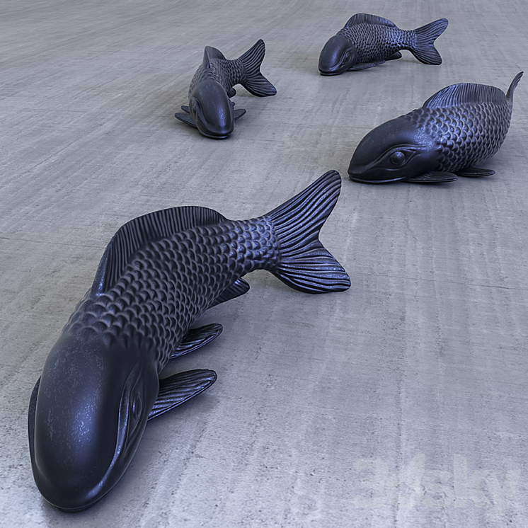 Sculpture fish carp 3DS Max - thumbnail 1