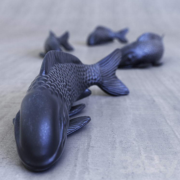 Sculpture fish carp 3DS Max - thumbnail 2