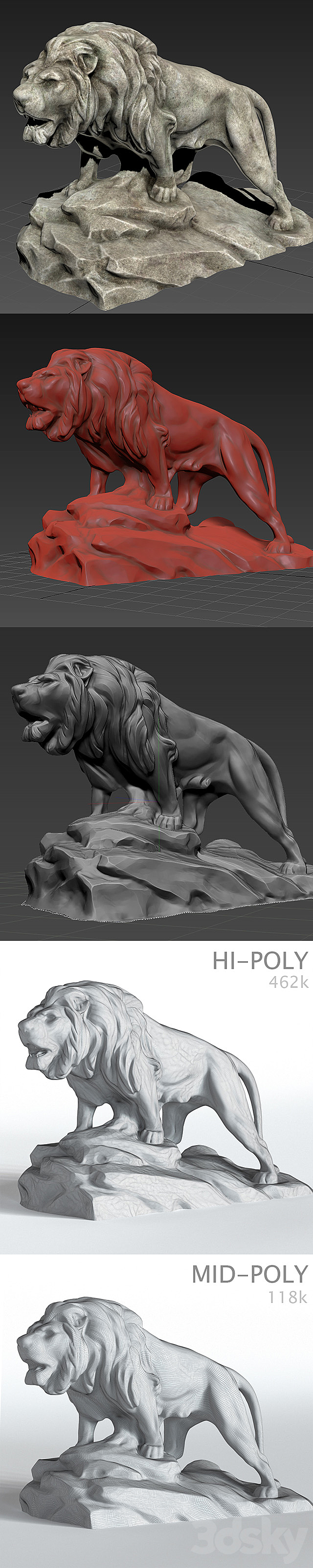 Sculpture of a lion 3DSMax File - thumbnail 3