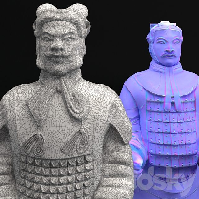 Sculpture of soldiers of the terracotta army 3DS Max Model - thumbnail 3