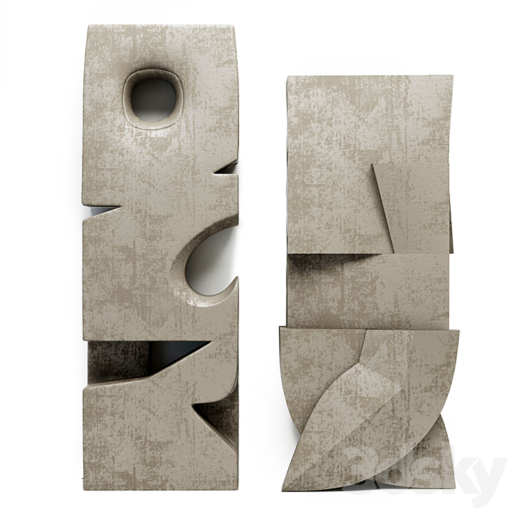 Set of 2 sculptures-bas-reliefs 3DS Max Model - thumbnail 1