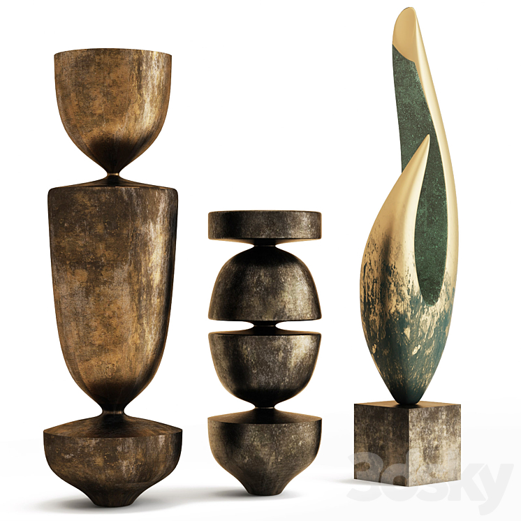 Set of three sculptures 2 3DS Max - thumbnail 2