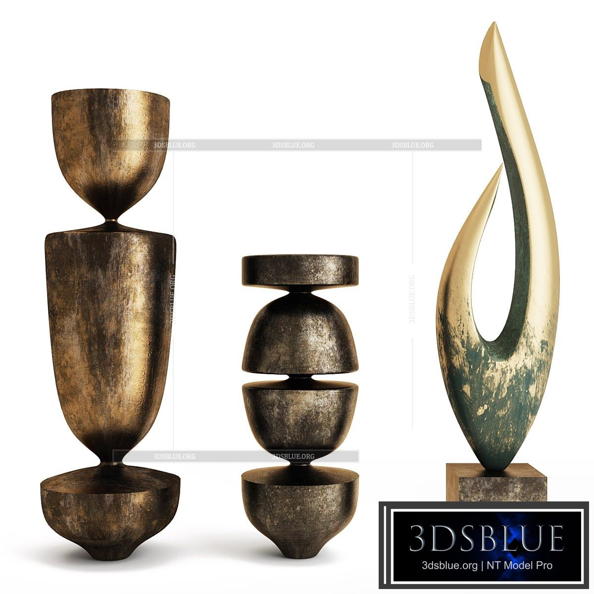 Set of three sculptures 2 3DS Max - thumbnail 3