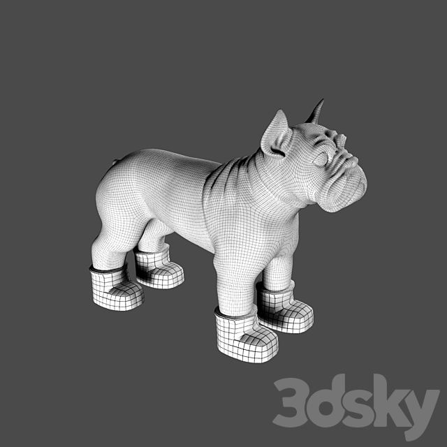 Silver French Bulldog 3DSMax File - thumbnail 2