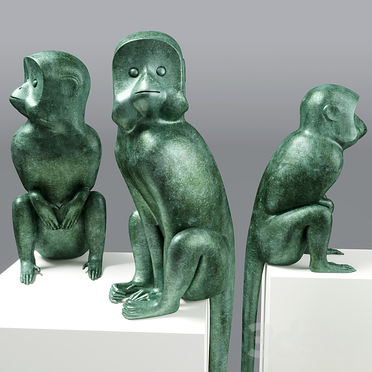 Singes II Lalanne Monkeys 3DS Max - thumbnail 2