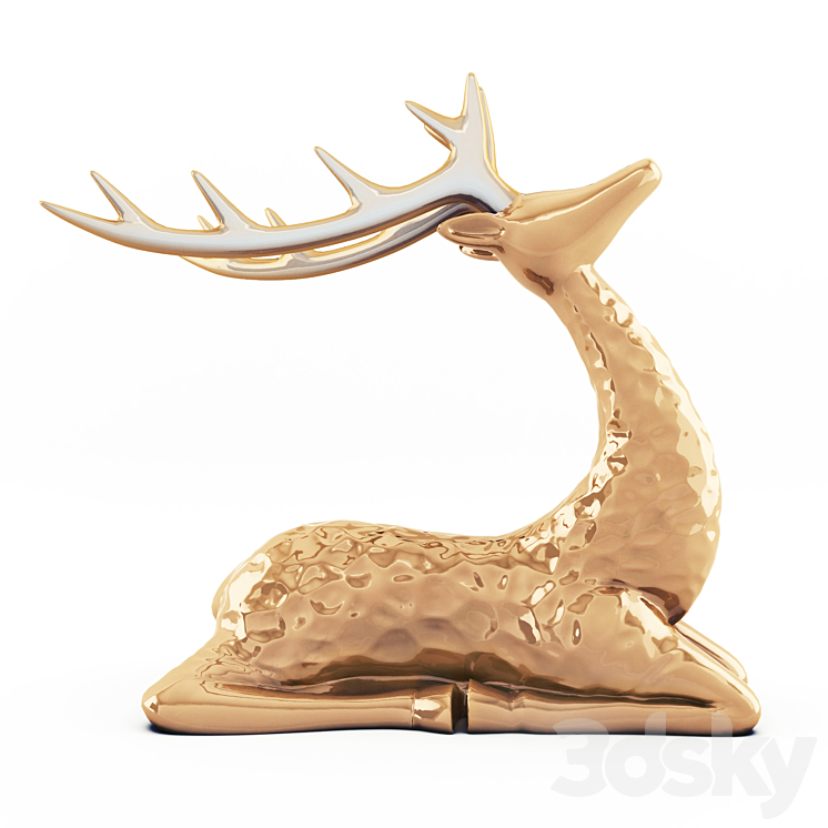 Sitting deer statuette 3DS Max - thumbnail 1