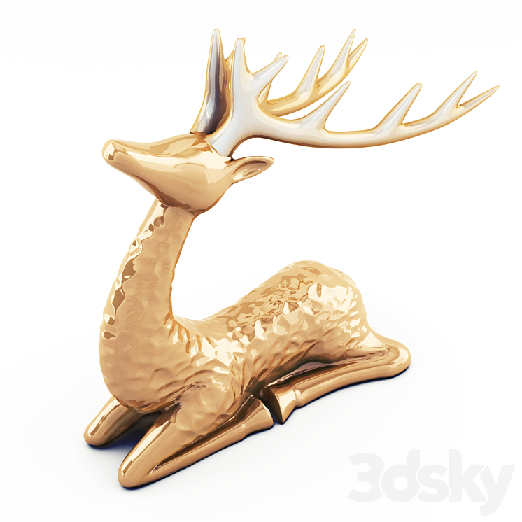 Sitting deer statuette 3DS Max - thumbnail 2