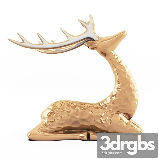 Sitting deer statuette - thumbnail 1