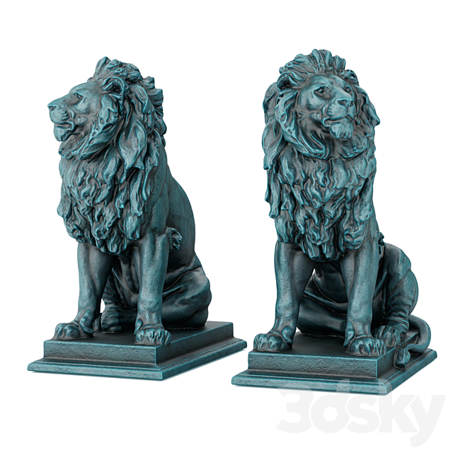 Sitting Lion sculpture 3DSMax File - thumbnail 1