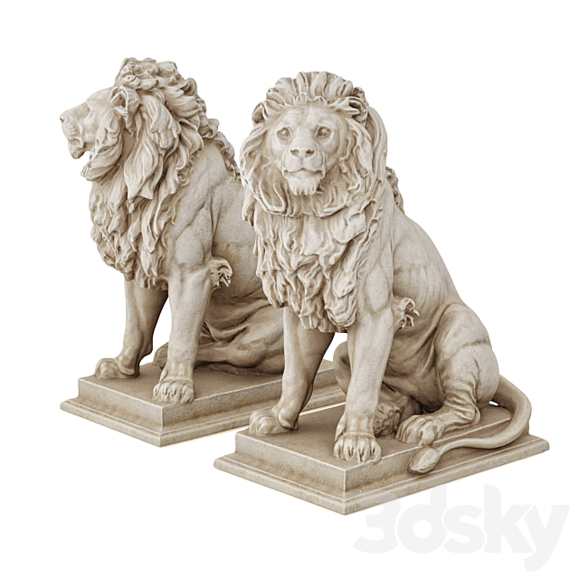 Sitting Lion sculpture 3DSMax File - thumbnail 2