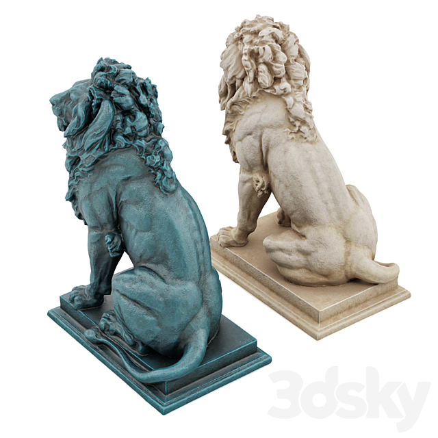 Sitting Lion sculpture 3DSMax File - thumbnail 4