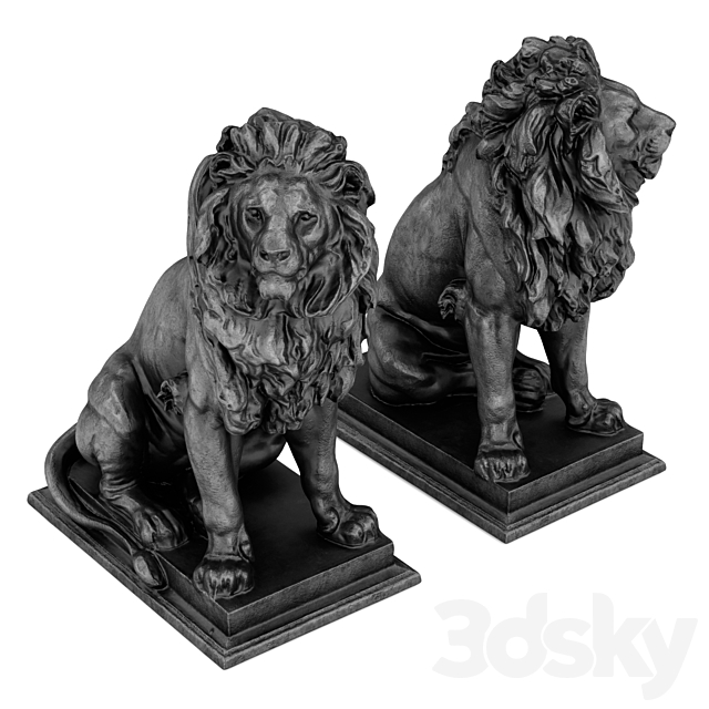 Sitting Lion sculpture 3DSMax File - thumbnail 5