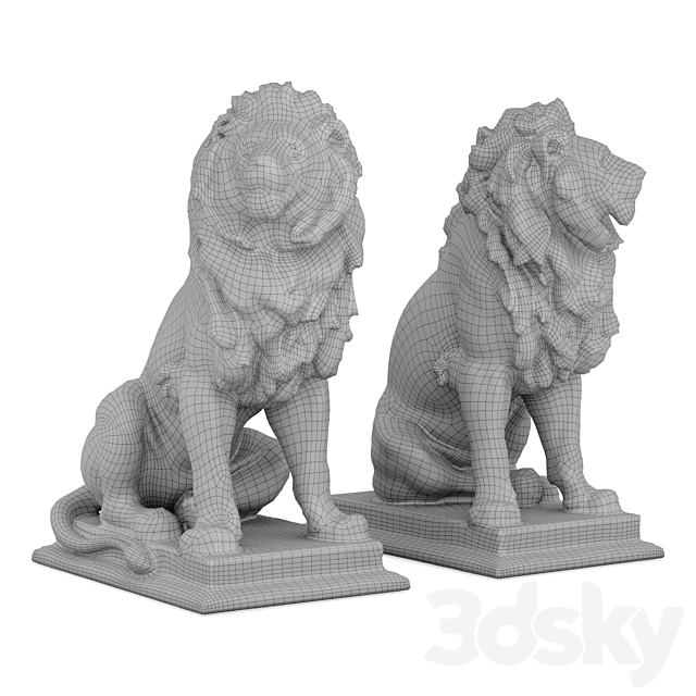 Sitting Lion sculpture 3DSMax File - thumbnail 6